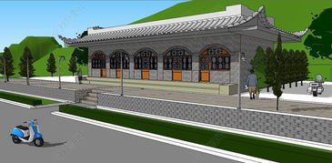 陜西特色風(fēng)格仿古建筑古典民居SU模型素材設(shè)計(jì)模型下載