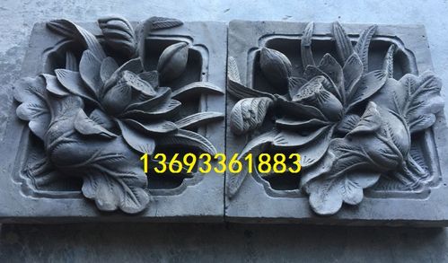 仿古磚雕 做舊影壁芯 中式古建筑材料 茶樓酒店門頭裝飾 新品荷花