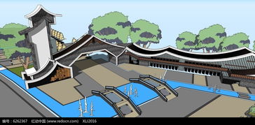 過橋仿古建筑公園景區(qū)大門su模型skp素材下載 編號6262367 紅動網(wǎng)