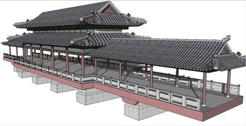 中式傳統(tǒng)風(fēng)格仿古建筑風(fēng)雨橋su模型素材