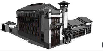 中式風(fēng)格仿古建筑圖書(shū)館su模型素材平面設(shè)計(jì)圖下載 圖片6.44mb 建筑模型大全 su模型庫(kù)