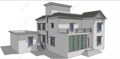 中式傳統(tǒng)風(fēng)格仿古建筑別墅su模型素材設(shè)計模型下載