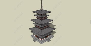 漢代特色風(fēng)格仿古建筑古塔su模型素材設(shè)計(jì)模型下載